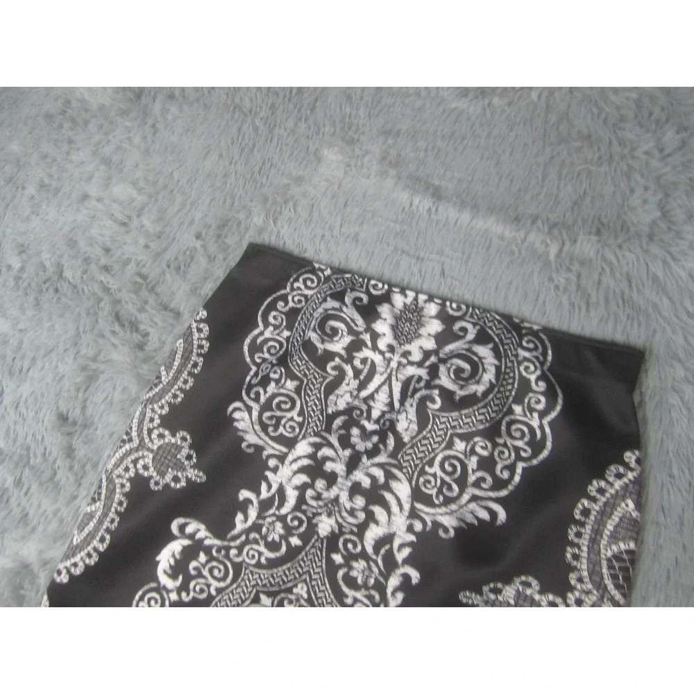 Womens Valerie Stevens XL Black White Patterned Mini Pencil Skirt Ornate Baroque